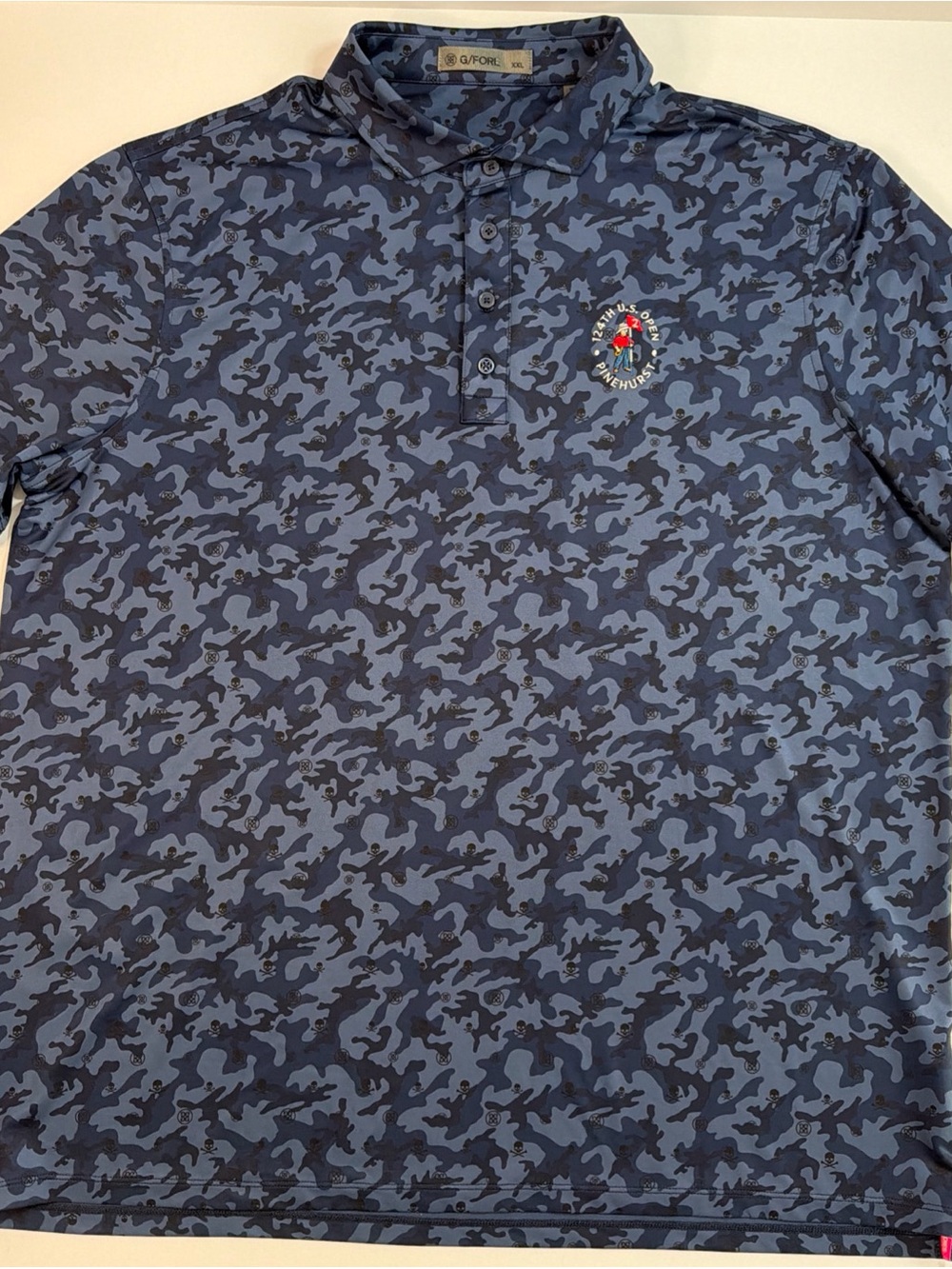 G/FORE Polo Shirt Men’s XXL Camo Skulls Tees Golf 124th US Open Pinehurst Logo